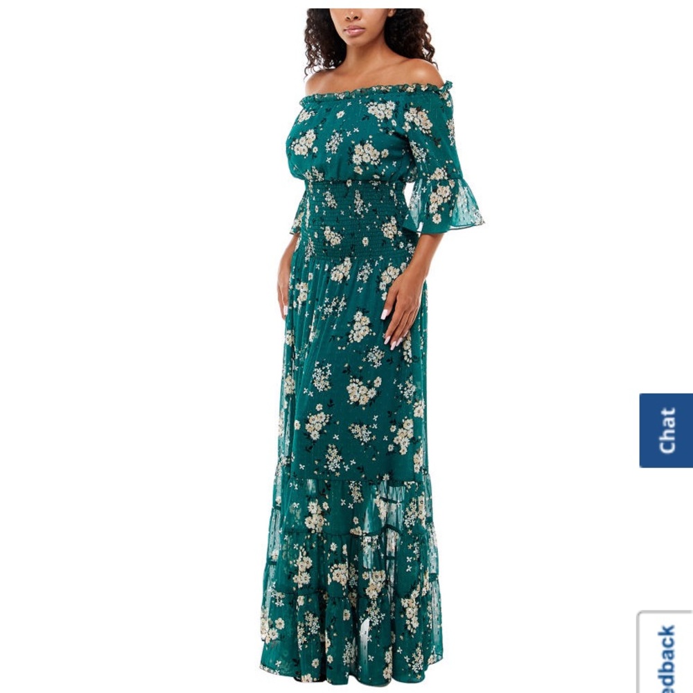 premier amour green dress jcpenney | Dresses | 34 Bell Sleeve Off The Shoulder Floral Maxi Breeze Summer '25